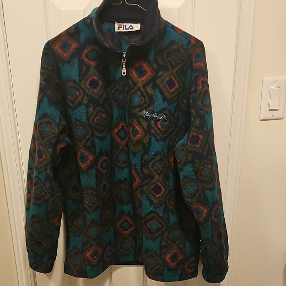 VINTAGE Fila Geometric Patterned Pullover - Picture 1 of 5
